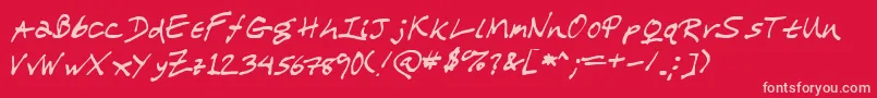 Czcionka Wlscrawlmychildren – różowe czcionki na czerwonym tle
