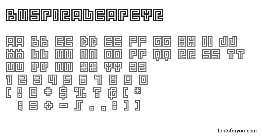 A fonte BmSpiralCapCyr – alfabeto, números, caracteres especiais