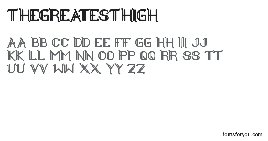 Schriftart TheGreatestHigh – Alphabet, Zahlen, spezielle Symbole