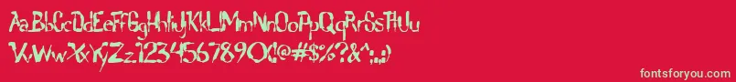 Lochen ffy-Schriftart – Grüne Schriften auf rotem Hintergrund