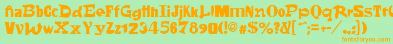 フォントFontsale – オレンジの文字が緑の背景にあります。