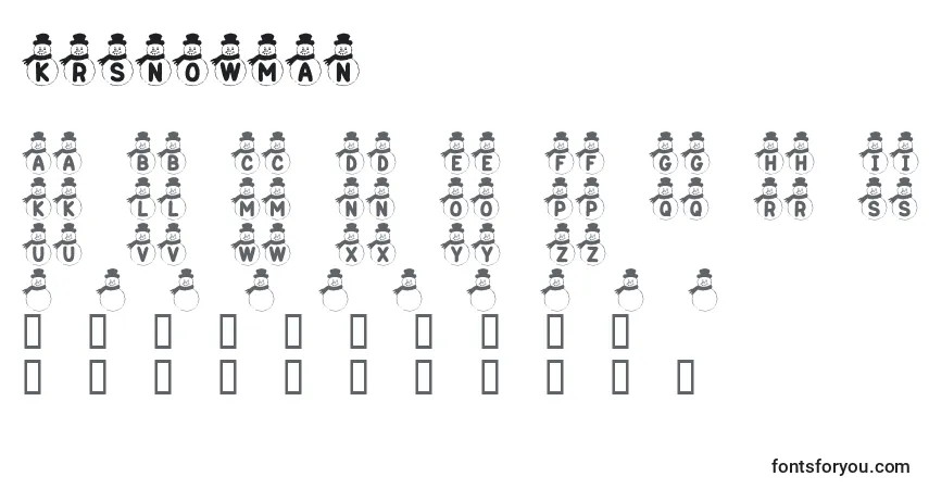 Czcionka KrSnowman – alfabet, cyfry, specjalne znaki