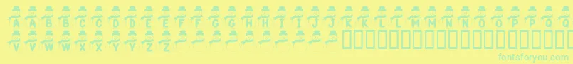 フォントKrSnowman – 黄色い背景に緑の文字