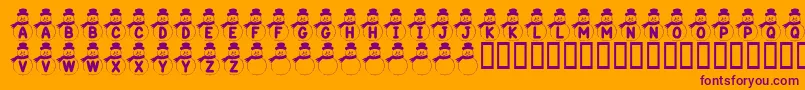 Weitere Informationen zur KrSnowman-Schriftart KrSnowman-Schriftart – Violette Schriften auf orangefarbenem Hintergrund
