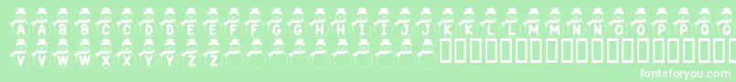 Fonte KrSnowman – fontes brancas em um fundo verde