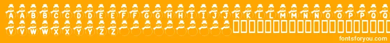 KrSnowman-Schriftart – Weiße Schriften auf orangefarbenem Hintergrund