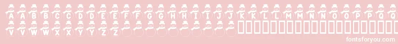 Fonte KrSnowman – fontes brancas em um fundo rosa