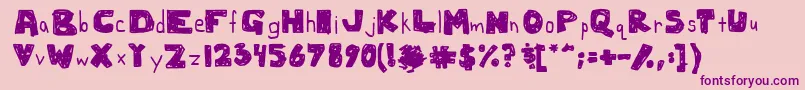 Weitere Informationen zur MirandaWrites-Schriftart MirandaWrites-Schriftart – Violette Schriften auf rosa Hintergrund