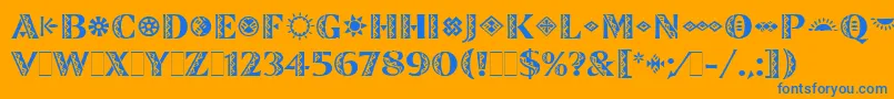Czcionka ZinjaroLetPlain.1.0 – niebieskie czcionki na pomarańczowym tle