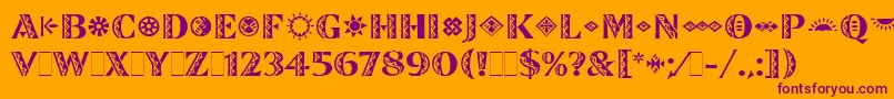Weitere Informationen zur ZinjaroLetPlain.1.0-Schriftart ZinjaroLetPlain.1.0-Schriftart – Violette Schriften auf orangefarbenem Hintergrund