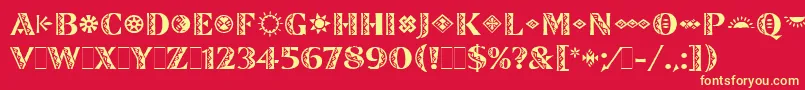 ZinjaroLetPlain.1.0 Font – Yellow Fonts on Red Background