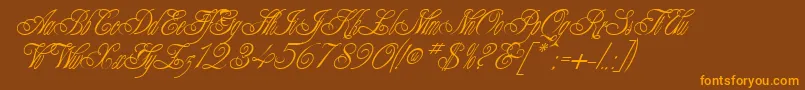 EngagedNormal Font – Orange Fonts on Brown Background