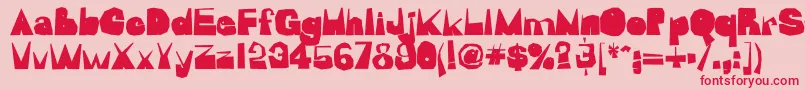 Mofo-Schriftart – Rote Schriften auf rosa Hintergrund