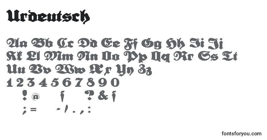 Schriftart Urdeutsch – Alphabet, Zahlen, spezielle Symbole