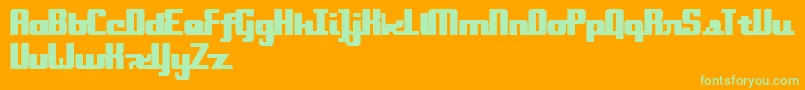 Onakite-Schriftart – Grüne Schriften auf orangefarbenem Hintergrund