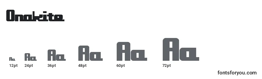 Onakite Font Sizes