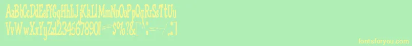 Omegatype93Regular-Schriftart – Gelbe Schriften auf grünem Hintergrund
