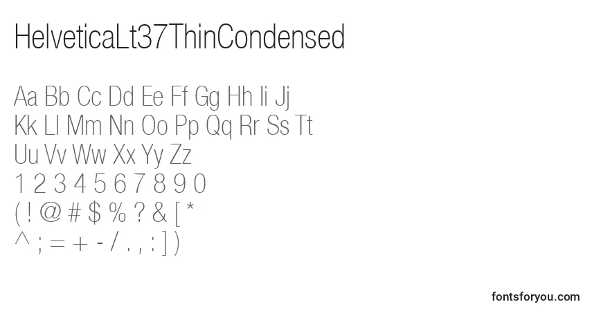 Czcionka HelveticaLt37ThinCondensed – alfabet, cyfry, specjalne znaki