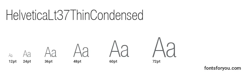 Размеры шрифта HelveticaLt37ThinCondensed