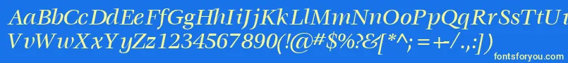 VoracemediumsskItalic Font – Yellow Fonts on Blue Background