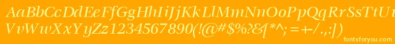 VoracemediumsskItalic-Schriftart – Gelbe Schriften auf orangefarbenem Hintergrund