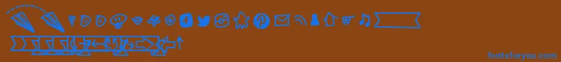 BmdNotepaperAirplanesExtras-Schriftart – Blaue Schriften auf braunem Hintergrund