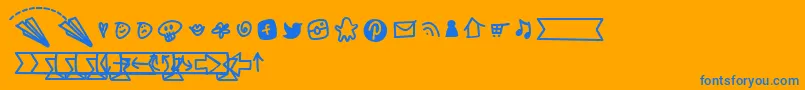 BmdNotepaperAirplanesExtras Font – Blue Fonts on Orange Background