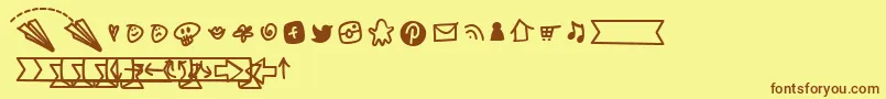 BmdNotepaperAirplanesExtras Font – Brown Fonts on Yellow Background