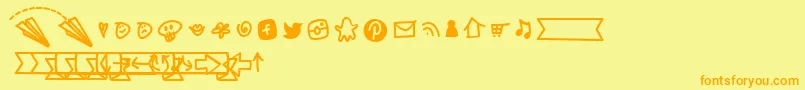 BmdNotepaperAirplanesExtras Font – Orange Fonts on Yellow Background