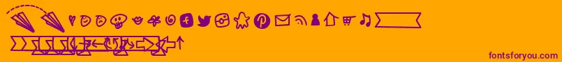 BmdNotepaperAirplanesExtras Font – Purple Fonts on Orange Background