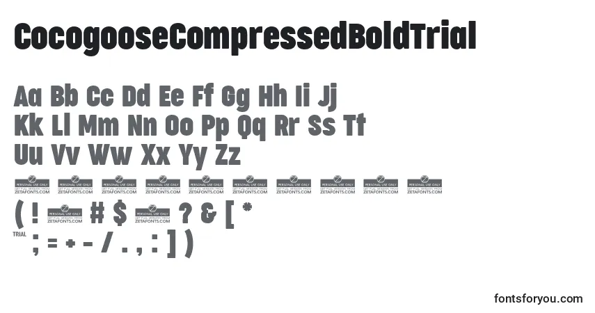 Czcionka CocogooseCompressedBoldTrial – alfabet, cyfry, specjalne znaki