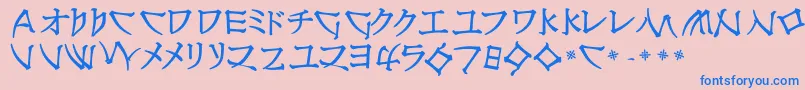 NipponlatinBold-Schriftart – Blaue Schriften auf rosa Hintergrund