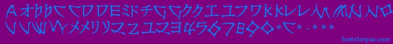 NipponlatinBold-fontti – siniset fontit violetilla taustalla