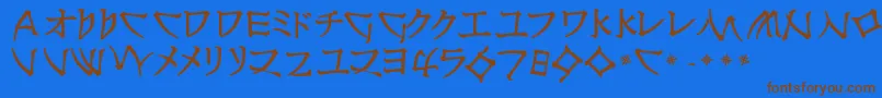 フォントNipponlatinBold – 茶色の文字が青い背景にあります。