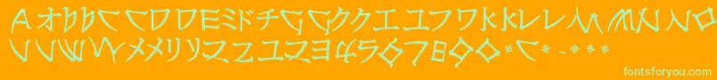 NipponlatinBold-fontti – vihreät fontit oranssilla taustalla