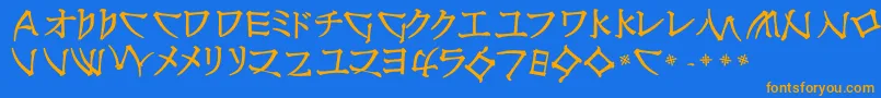 Czcionka NipponlatinBold – pomarańczowe czcionki na niebieskim tle