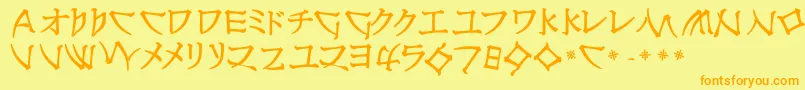 フォントNipponlatinBold – オレンジの文字が黄色の背景にあります。