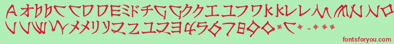 Czcionka NipponlatinBold – czerwone czcionki na zielonym tle