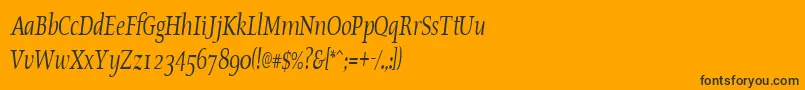 Шрифт OldstylecondensedItalic – чёрные шрифты на оранжевом фоне