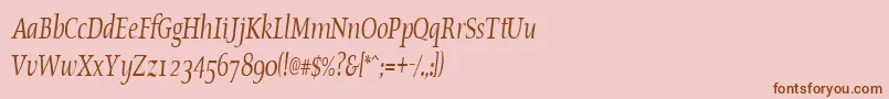 OldstylecondensedItalic-fontti – ruskeat fontit vaaleanpunaisella taustalla
