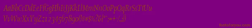 OldstylecondensedItalic Font – Brown Fonts on Purple Background