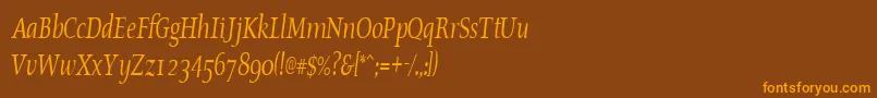 OldstylecondensedItalic Font – Orange Fonts on Brown Background
