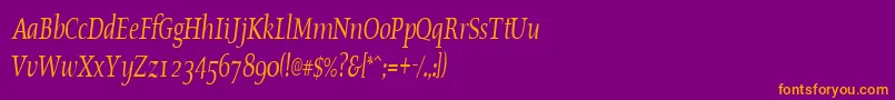 Шрифт OldstylecondensedItalic – оранжевые шрифты на фиолетовом фоне