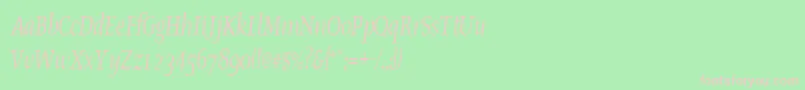 OldstylecondensedItalic-fontti – vaaleanpunaiset fontit vihreällä taustalla