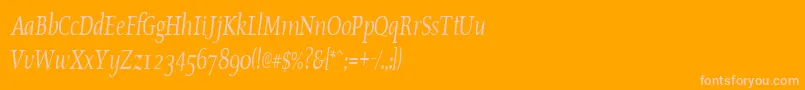 OldstylecondensedItalic-Schriftart – Rosa Schriften auf orangefarbenem Hintergrund