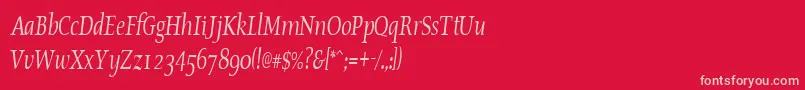OldstylecondensedItalic-Schriftart – Rosa Schriften auf rotem Hintergrund