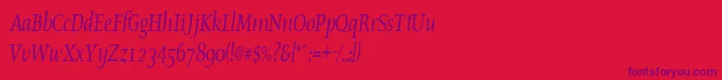 OldstylecondensedItalic-Schriftart – Violette Schriften auf rotem Hintergrund