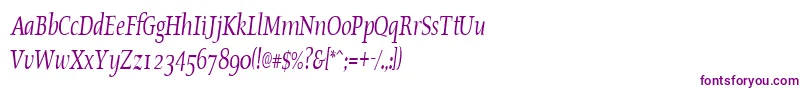 OldstylecondensedItalic-fontti – violetit fontit valkoisella taustalla