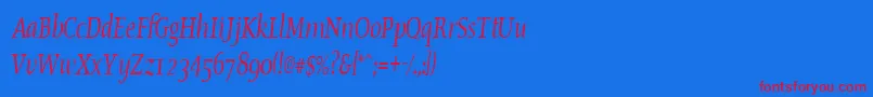 フォントOldstylecondensedItalic – 赤い文字の青い背景