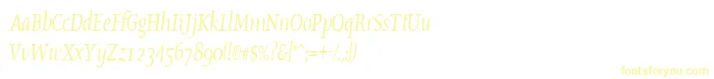 OldstylecondensedItalic-fontti – keltaiset fontit valkoisella taustalla